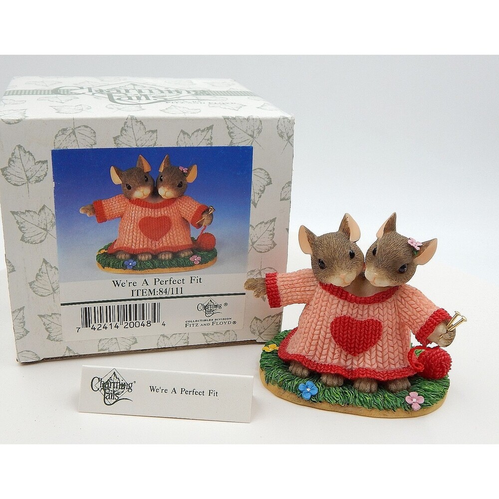 Charming Tails We're A Perfect Fit Mouse Figure 84-111 Fitz Floyd 2000 Vtg